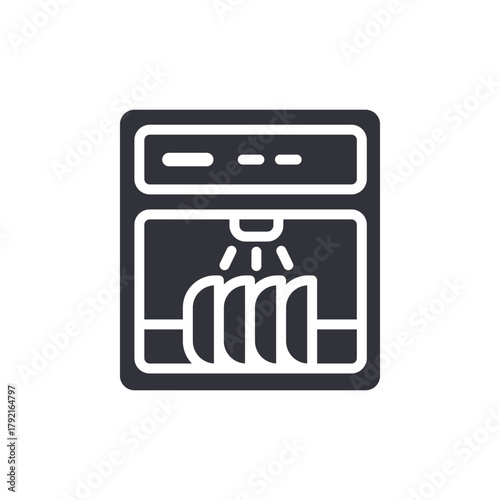 Dishwasher Icon With Clean Dishes Inside Appliance