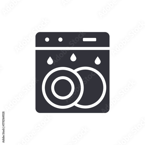 Automatic Dishwasher Icon For Kitchen Appliance Use