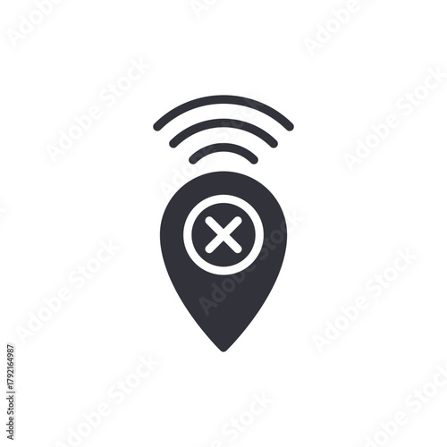 Location Marker with Signal Indicate No Connection Icon