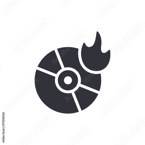Burning Disc Icon Data Transfer Hot Creative Fire Symbol