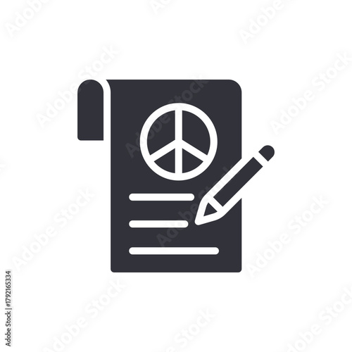Peace Symbol Document With Pencil Flat Design Icon