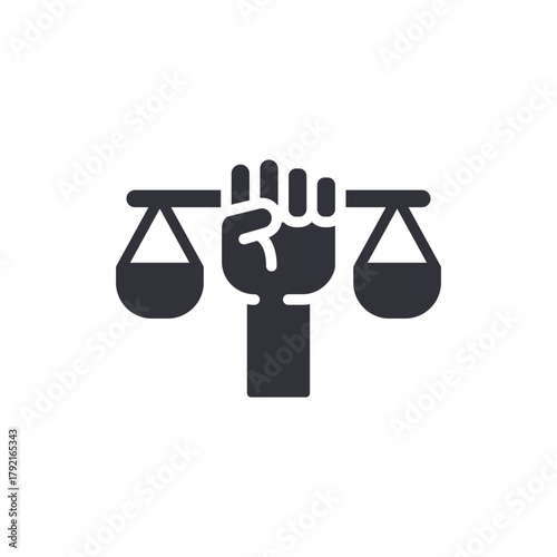 Raised Fist Holding Scales Of Justice Icon