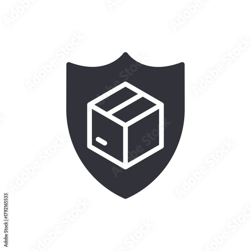 Protected Delivery Icon Shield With Package Illustration