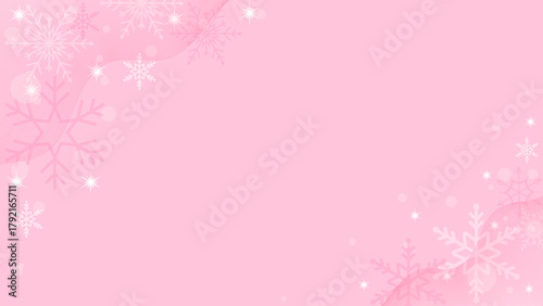 Pink Background Wallpaper Decoration With Wavy Lines And Winter Snowflakes On Christmas Day