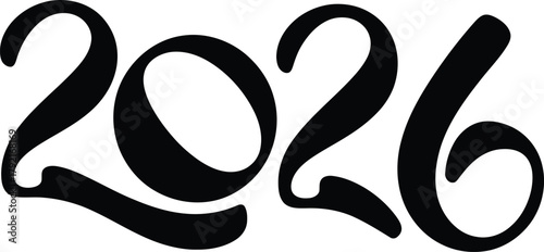 Stylized 2026 Typography Vector ? Artistic Black Number Design for New Year, Future Events, Branding, and Modern Calendar Graphics