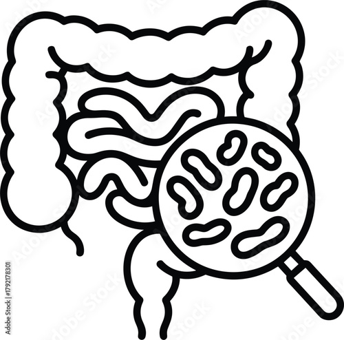 Colonoscopy Icon for Colon Health Screening and Disease Prevention Awareness Vector Graphics