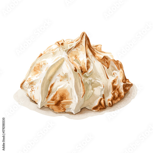 Baked Alaska watercolor vector illustration, high-quality artwork isolated on a pure white background.