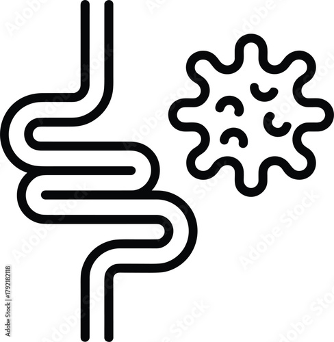 Intestinal Microbiome and gut health Icon for Healthy Digestion and Probiotic Balance Vector