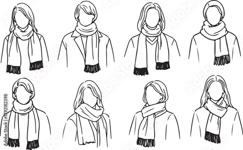 Diverse Scarf Styles: A Collection of Stylized Female Portraits