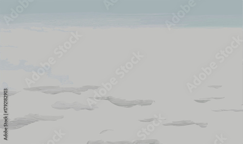 Cielo despejado con nubes tenues y un horizonte brumoso, arte vectorial minimalista para fondos