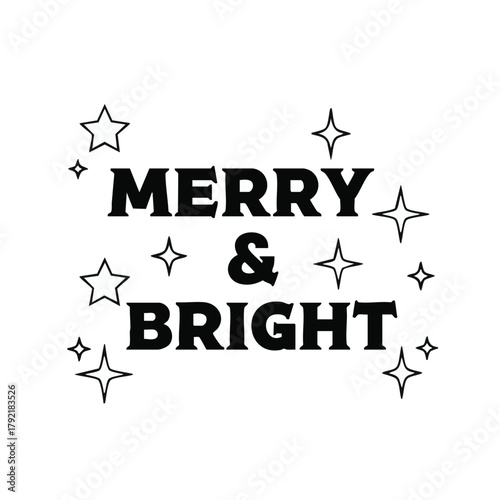 Merry and bright design, vector graphic