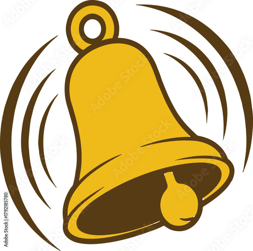 Illustration of a ringing golden bell with sound waves