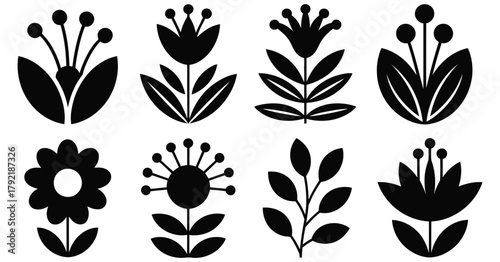 Art Nouveau floral ornament symbol, vintage motif design, graceful botanical element for decor, branding, emblem, illustration, heritage decorative art