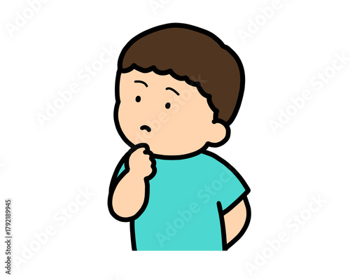 考える　アジア人の男の子