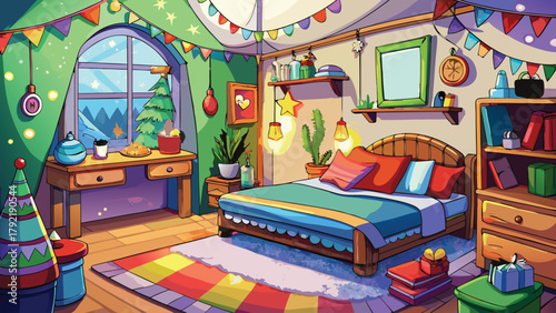 Digital illustration with a whimsical and festive vector illustration ai generated