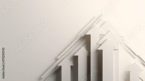 Graph arrows rising over neutral white with free space right