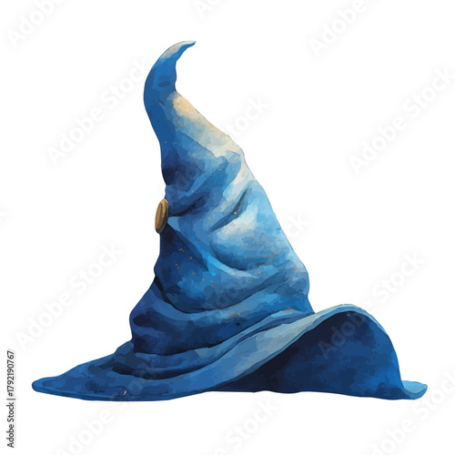 Stylized watercolor Witch Hat vector, modern artistic illustration with high-quality details on a pure white background.