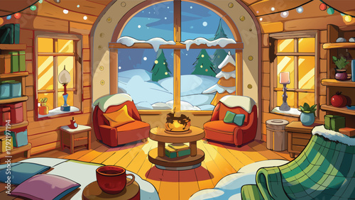  A cozy indoor setting with a warm festive atmosphere vector illustration ai generated