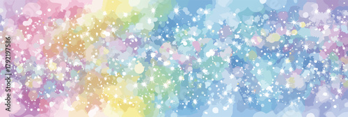 Fondo de vector abstracto de acuarela pastel con brillo y bokeh, diseño de ensueño y mágico.