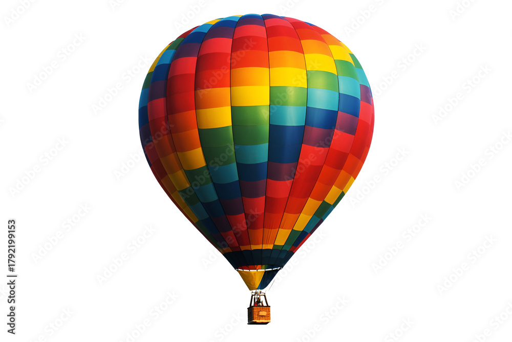 Naklejka premium Vibrant rainbow hot air balloon isolated on transparent background