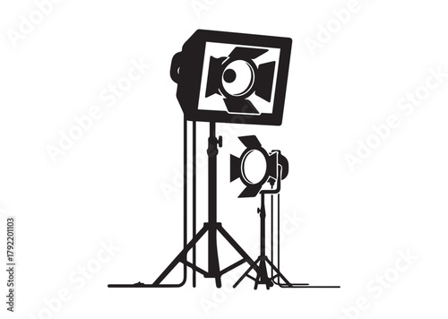 Studio lighting icon, Studio lighting silhouette vector