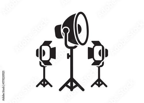 Studio lighting icon, Studio lighting silhouette vector