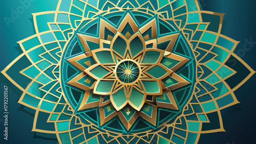 Abstract islamic geometric mandala expanding vector illustration ai generated