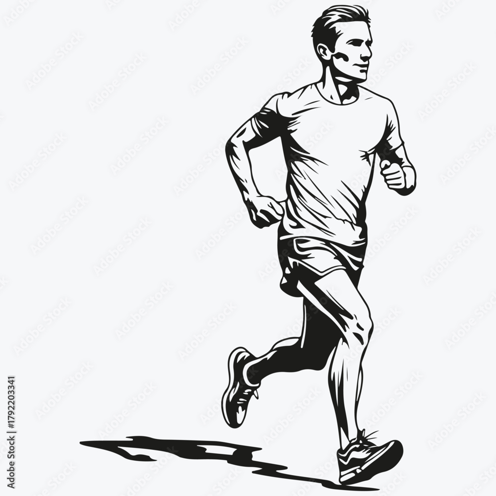 Fototapeta premium running man sketch illustration vector