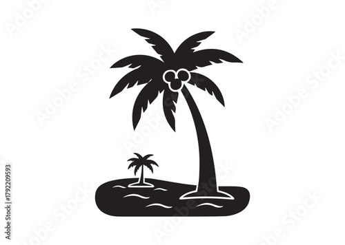 Palm Tree Seaside Beach icon, Palm Tree Seaside Beach silhouette vector