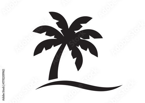 Palm Tree Seaside Beach icon, Palm Tree Seaside Beach silhouette vector