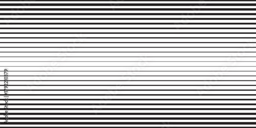 Black striped halftone gradient lines texture. Fading vertical stripes gradation background from thin to thick.