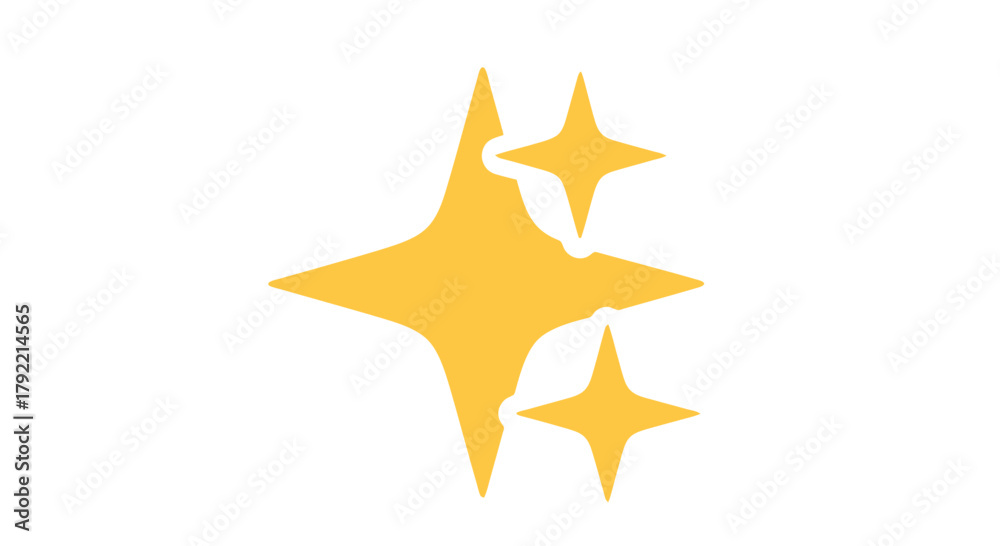 Obraz premium Bright yellow sparkling stars graphic element illustration representing shine.