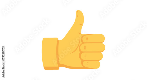 Yellow Thumbs Up Gesture Icon Isolated on White Background.