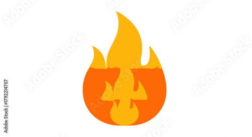 Fiery flame illustration representing burning heat and energy with vibrant colors.