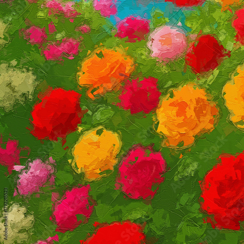 Fotografie Various oil paintings, flowers, chrysanthemums, roses, peonies, butterflies, vil