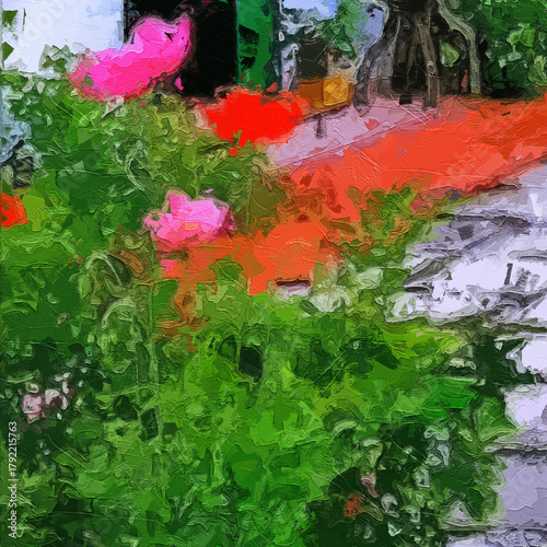 Fotografie Various oil paintings, flowers, chrysanthemums, roses, peonies, butterflies, vil