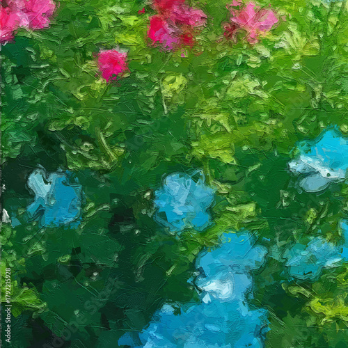 Obraz na plátně Various oil paintings, flowers, chrysanthemums, roses, peonies, butterflies, vil