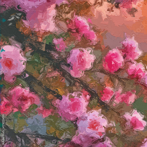 Obraz na plátně Various oil paintings, flowers, chrysanthemums, roses, peonies, butterflies, vil