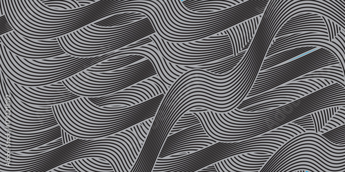 Fototapeta Naklejka Na Ścianę i Meble -  Abstract wave vector background.Stylized black White  flowing water 3d illusion Modern.