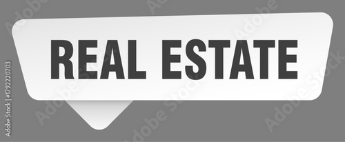 real estate sign. real estate white sticker isolated on gray background