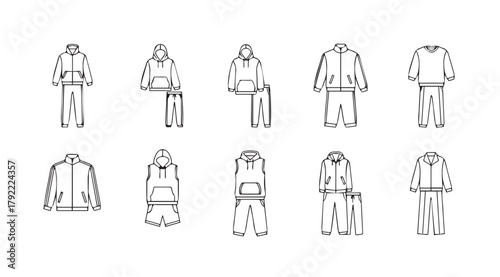 Collection of fashion sketches showcasing winter clothing silhouettes and designs silhouette