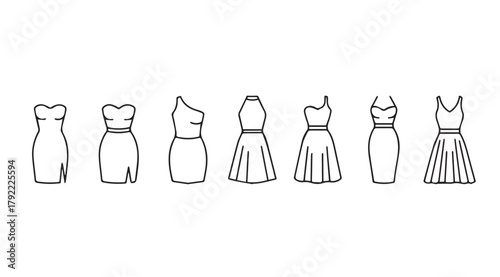 Collection of elegant dresses in a minimalist silhouette style