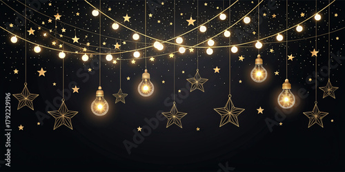 christmas lights on the background of the snow