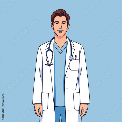 Smiling Confident Male Doctor Illustration