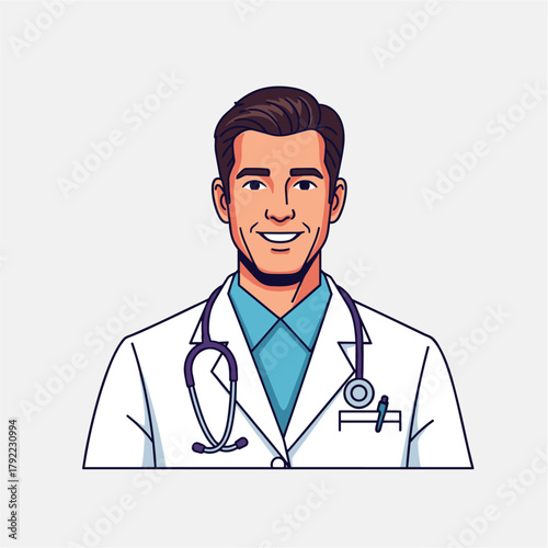 Friendly Smiling Male Doctor Vector Avatar