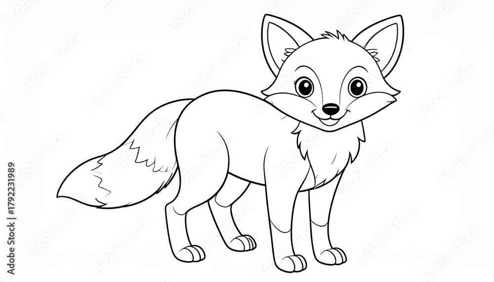 Obraz premium Fox, colouring book for kids, vector illustration