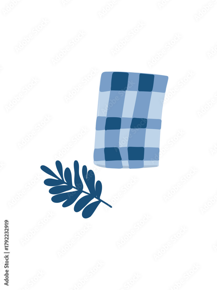 Obraz premium Vector illustration cozy blue tartan blanket