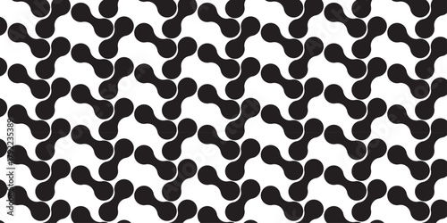 Seamless background with black metaballs, abstract geometric shapes . Connected figures of liquid molecules. Minimalistic abstract shape.	