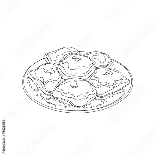 Hand drawn sketch of a round loaf of bread with a textured crust