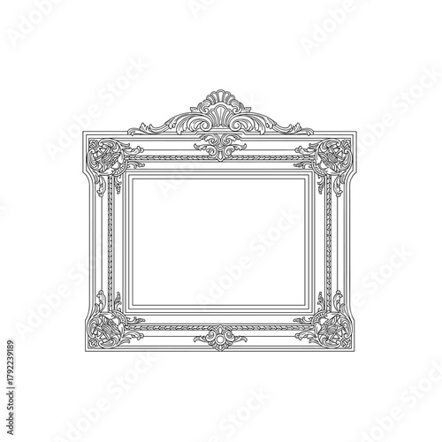 Ornate vintage rectangular frame with elaborate floral and scrollwork embellishments